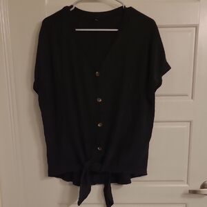Black Button-Down Women's Top